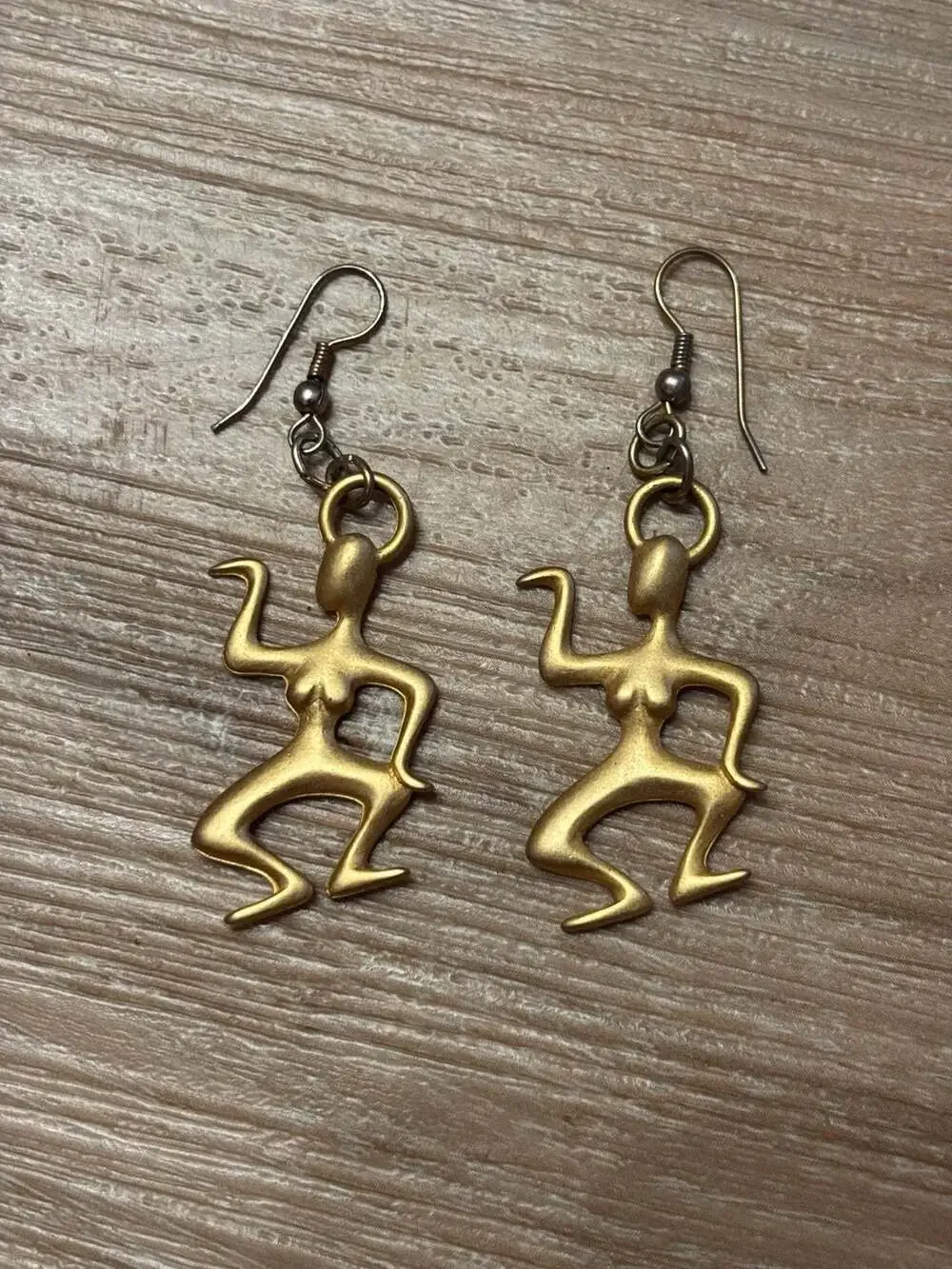 Vintage Modernist Abstract Nude Female Dancer Dangle Earrings